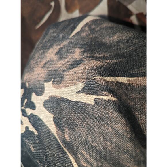 Krizia Vintage Y2K  Midi Skirt Linen Brown Floral Elastic Bubble Hem Size 40 - Picture 6 of 10